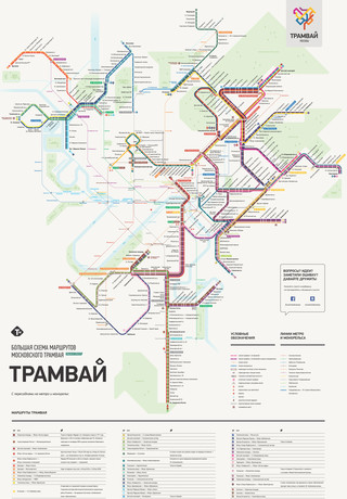 Схема Москвы трамвайной сети Мосгортранс