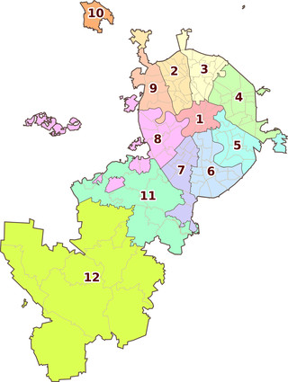 Схема Московской районе и округов